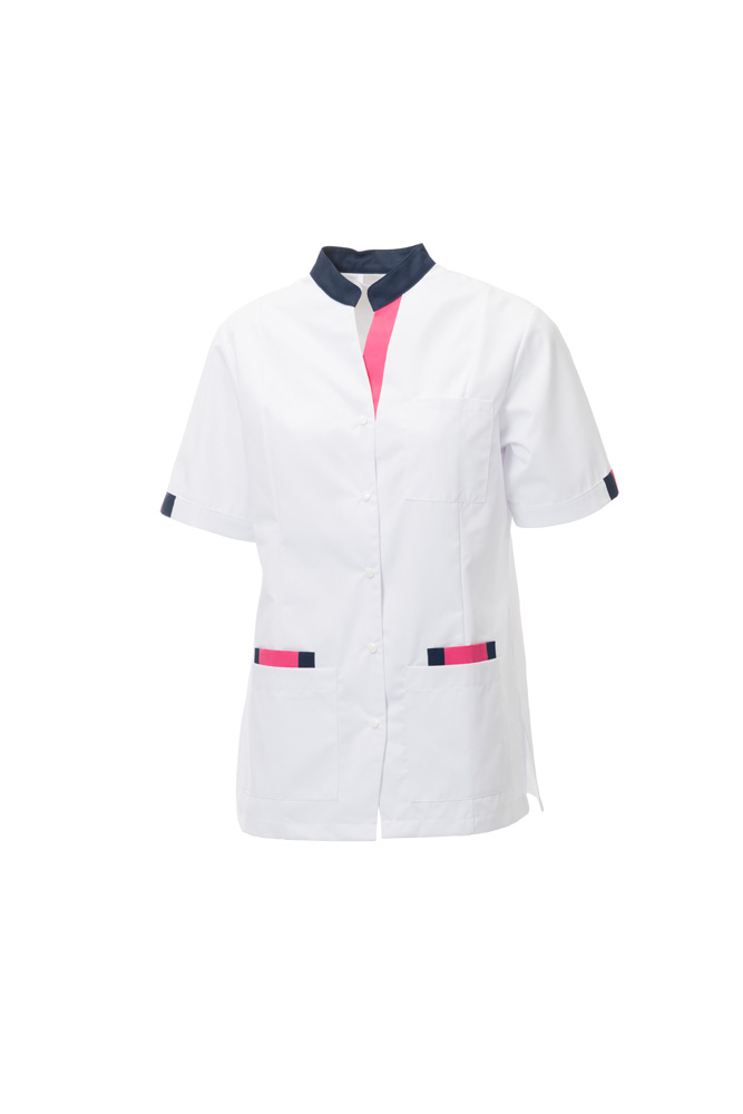 Bedrijfskleding blouse wit met roze